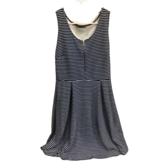 NWOT Women’s Love Chelsey Fit & Flare Sleeveless Dress w Zipper Front & Stripes - Picture 2 of 5
